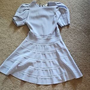 Ted Baker Velvey Puff Sleeve Knit Dress Light Blue